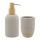 Set Baño Dispensador de Jabón y Porta Cepillo de Resina y Madera - GRIS