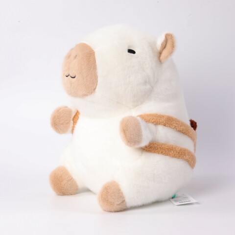 CARPINCHO BLANCO CON MOCHILA MARRÓN DE 35 CM CARPINCHO BLANCO CON MOCHILA MARRÓN DE 35 CM