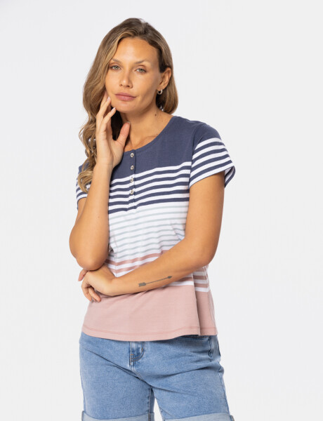 REMERA RAYADA Azul