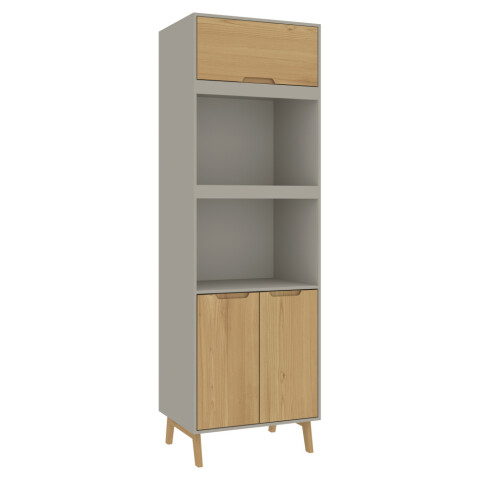 Mueble Alacena Multiusos de Cocina Bajo Mesada con Módulos para Microondas en MDP - Madera - Línea Melilla - Cinza Mueble Alacena Multiusos de Cocina Bajo Mesada con Módulos para Microondas en MDP - Madera - Línea Melilla - Cinza