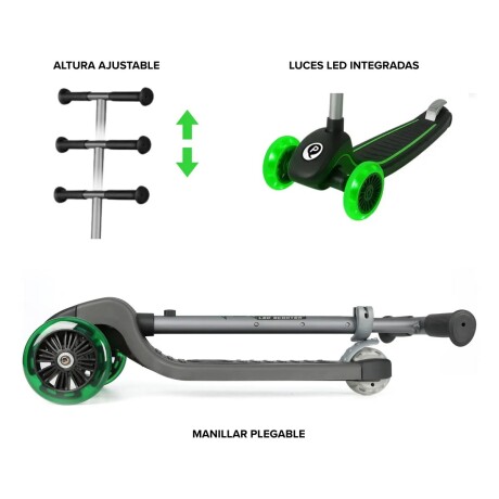 Monopatín Qplay Future Eco Deluxe con Luces VERDE