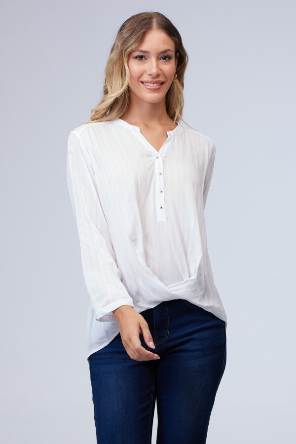 Blusa Lineas Botones BLANCO/AZUL