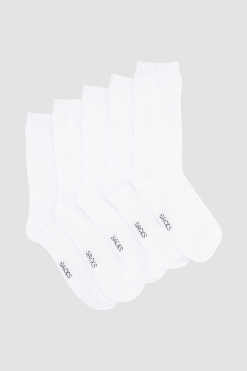 Packs de cinco medias lisas. de algodón. en varios colores s Blanco