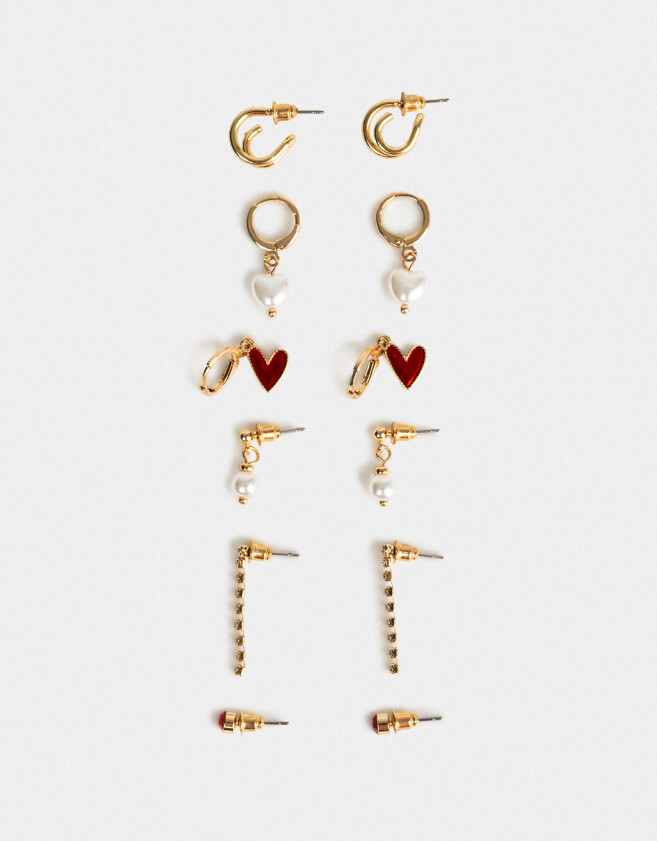 Aros Sets Con corazón Set De Aros Con Corazón - Dorado