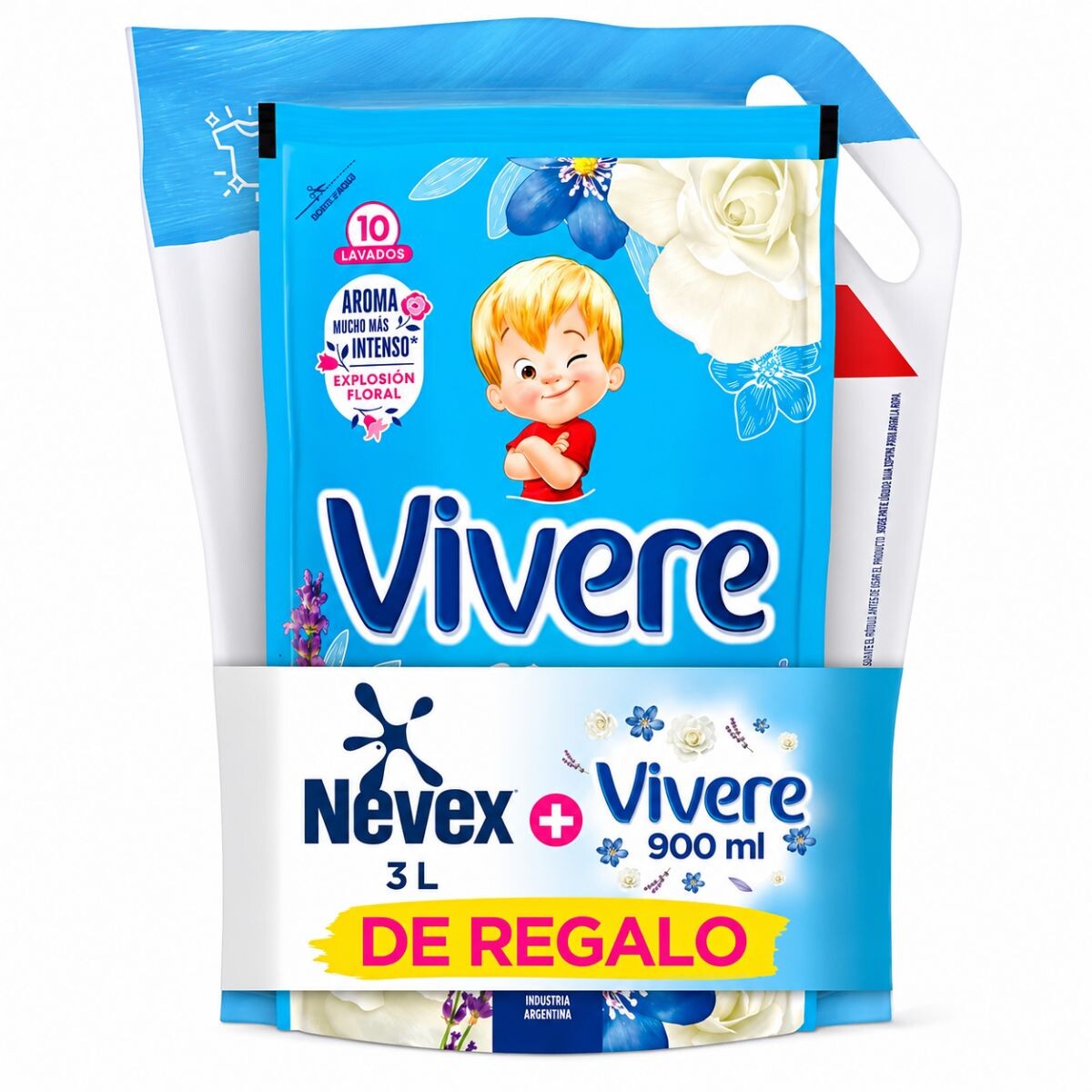 DETERGENTE LIQUIDO PARA ROPA NEVEX MATIC 3 LT DOY PACK + VIVERE 900 ML 