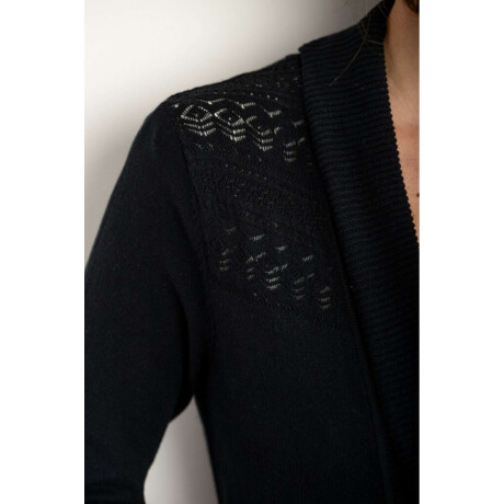 Cardigan C/solapa Algodon Elastano Negro