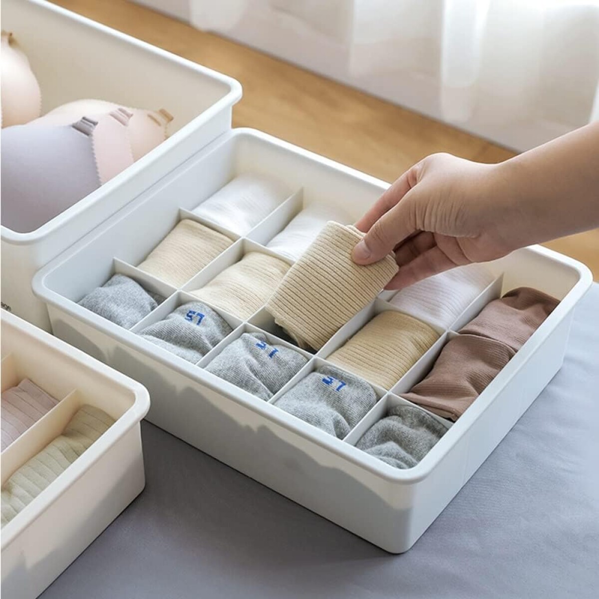 Organizador caja con divisiones blanco ropa Interior 