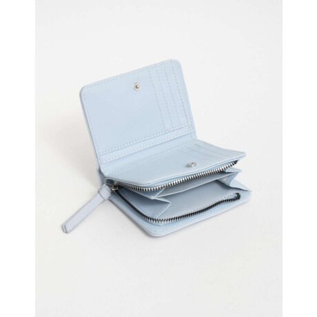 Billetera Cuerina Flores Azul Celeste