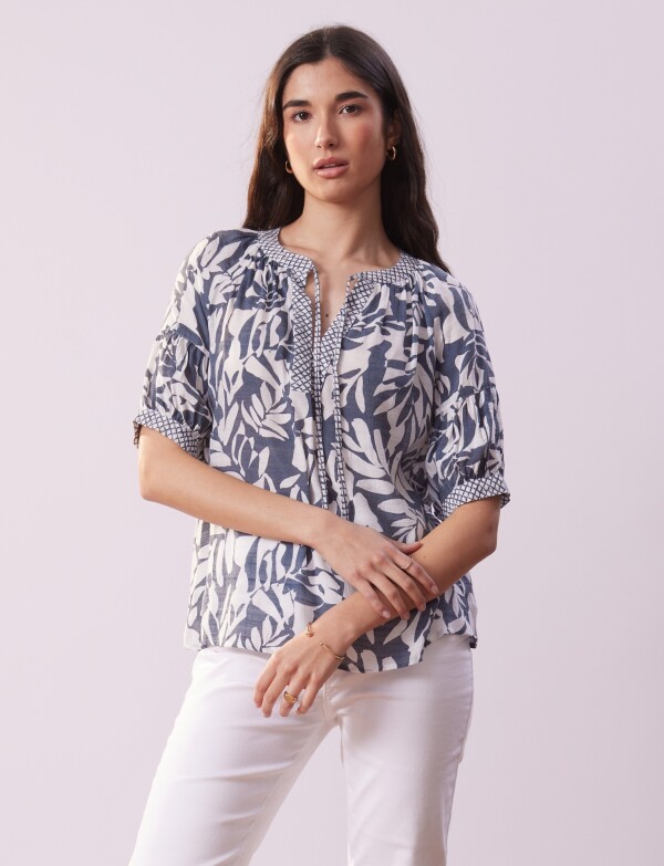 Blusa Cordel BLANCO/AZUL