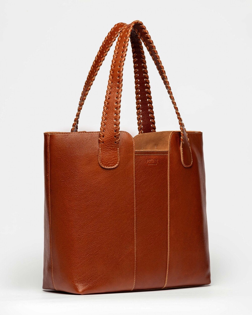 Shopper The Braided en cuero vegetal liso Cuoio