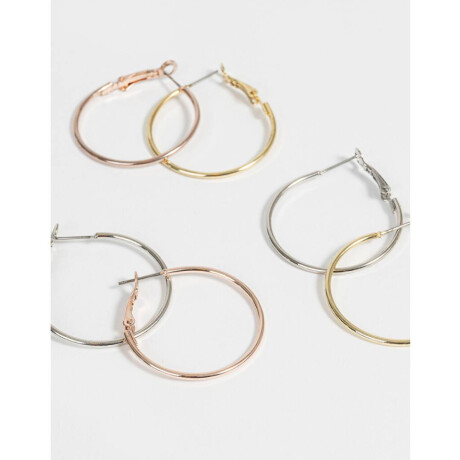 Set De Argollas Combinacion Tricolor