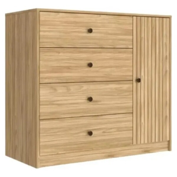 Cómoda ComboHome Cajonera 4 Cajones 1 Puerta 100Cm Nórdica Marrón 1