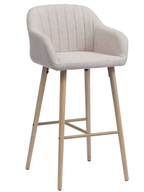 Taburete de bar ADSLEV tela beige/color roble Taburete de bar ADSLEV tela beige/color roble
