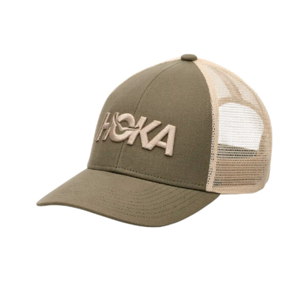 Hoka Gorro Visera Trucker para Hombre - Verde/Crema Verde-Crema