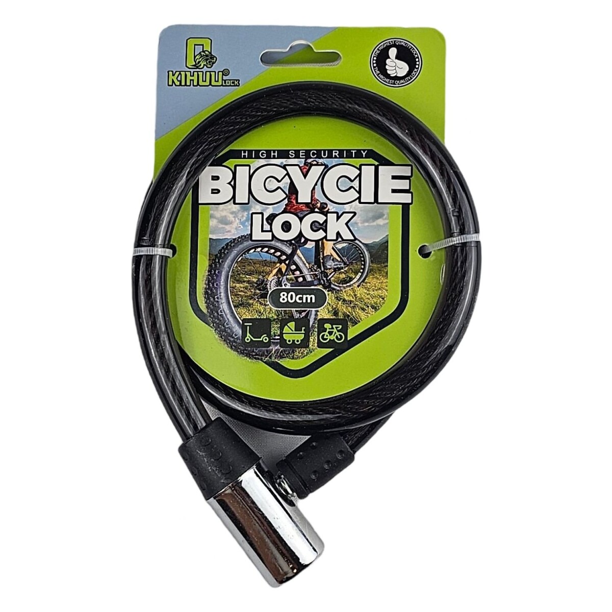 Linga Candado para Bici Moto Reforzada 2 llaves - Negro 