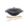 Wok de Hierro con tapa de cristal negro Kuchenprofi 36 cm. Wok de Hierro con tapa de cristal negro Kuchenprofi 36 cm.