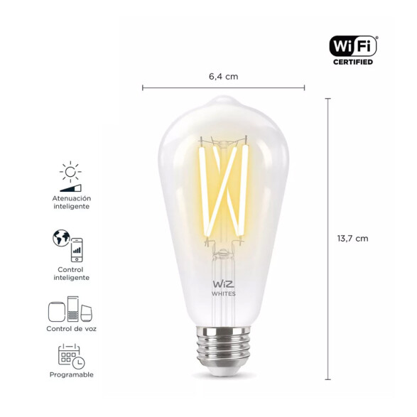 Lámpara VINTAGE VELÓN WIZ con wifi 7W bco dinámico L27404X