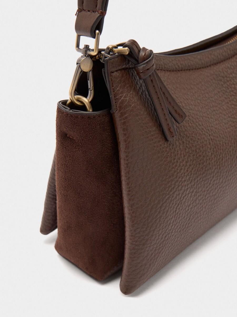 Bolso Bandolera Con Textura Efecto Piel marron