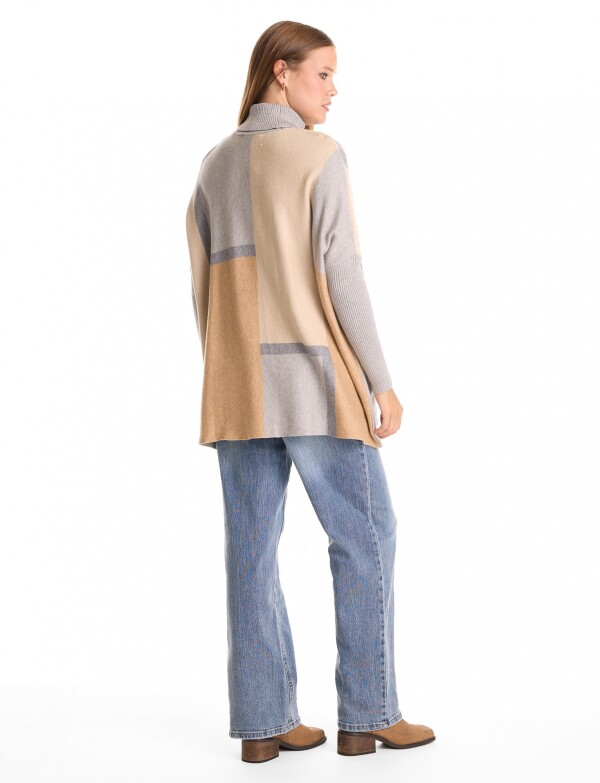 Polera Poncho Oversize MULTI/BEIGE