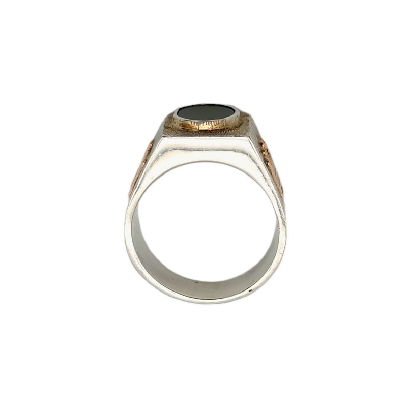 Anillo Mesa-Plata y Oro-Piedra Onix-AN5175 conpiedra