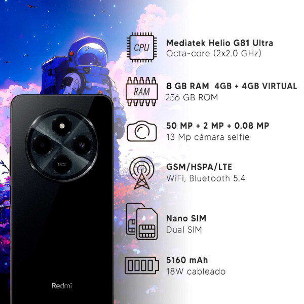 Xiaomi Redmi 14c 8gb Ram 4gb+4gb Virtual NEGRO