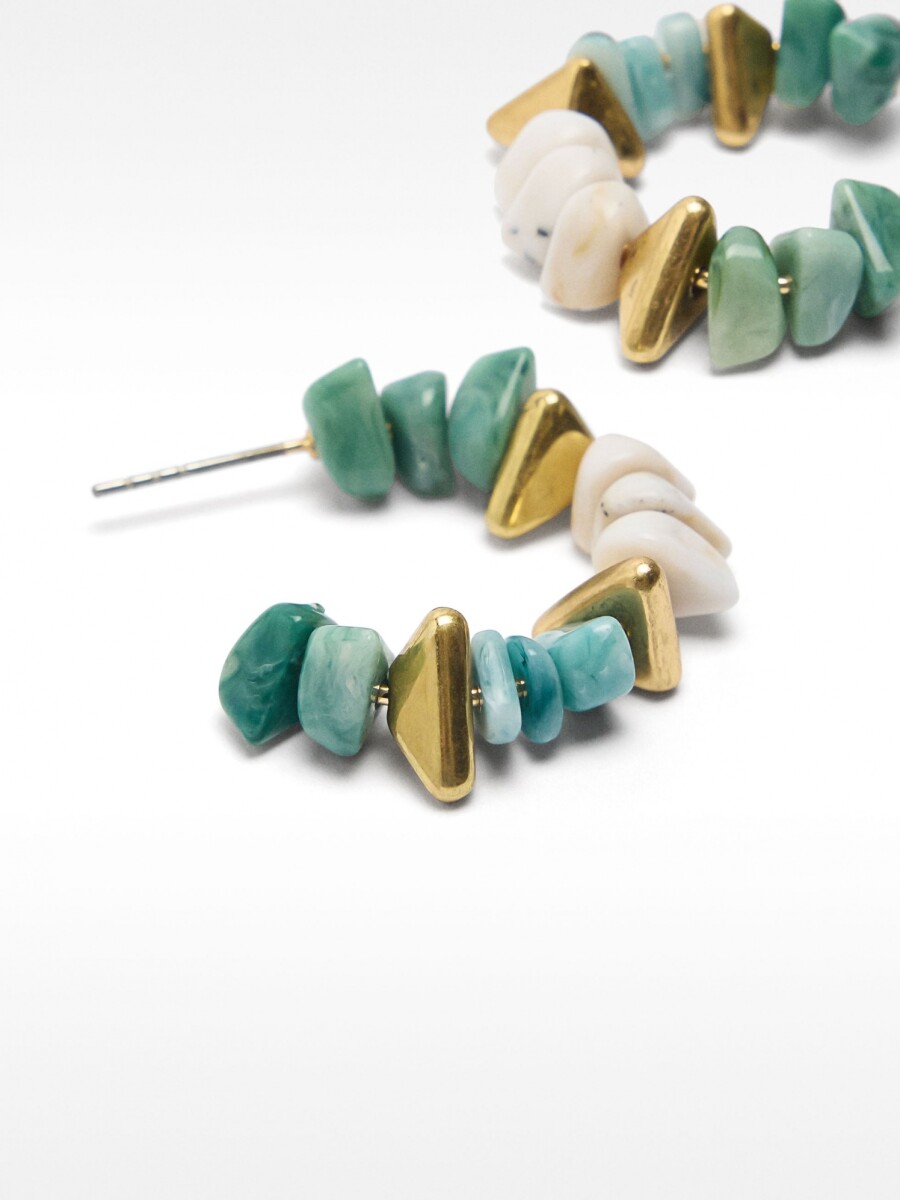 Aros Abiertos Con Cuentas Efecto Piedra multicolor