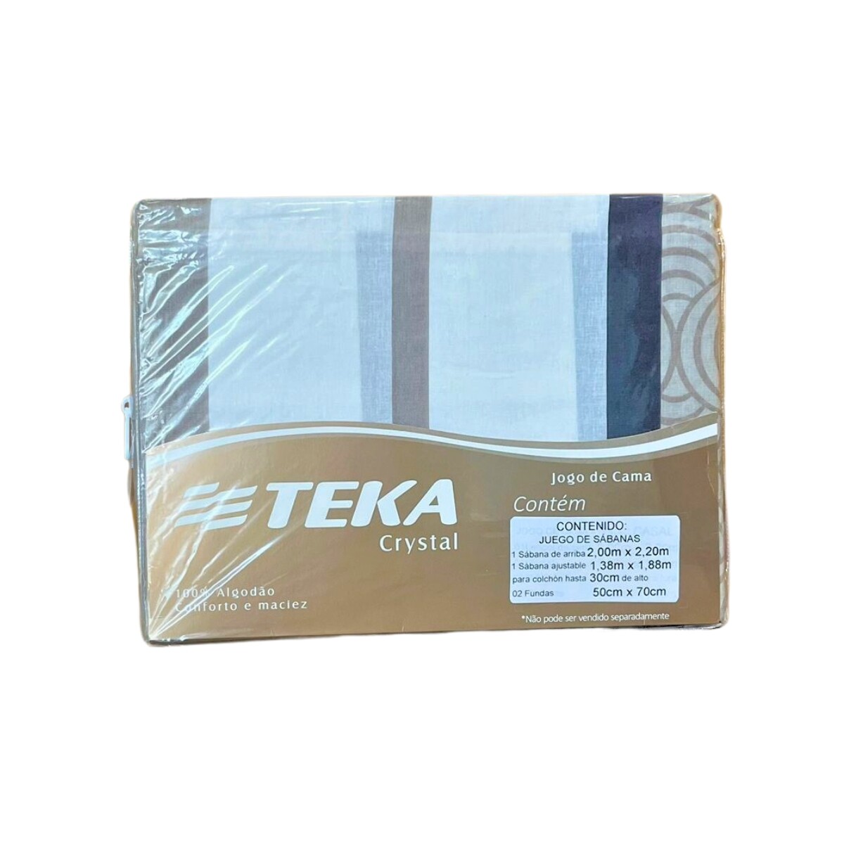 Juego de Sábanas Teka Crystal Algodón 2 Plazas - BEIGE-BLANCO-NEGRO 