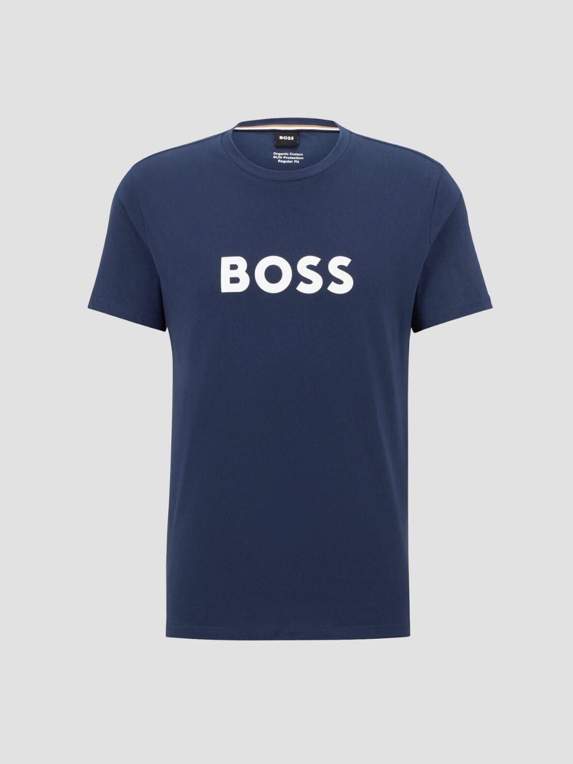 Hugo Boss -Remera de algodón con logo, regular fit , T-shirt RN Azul