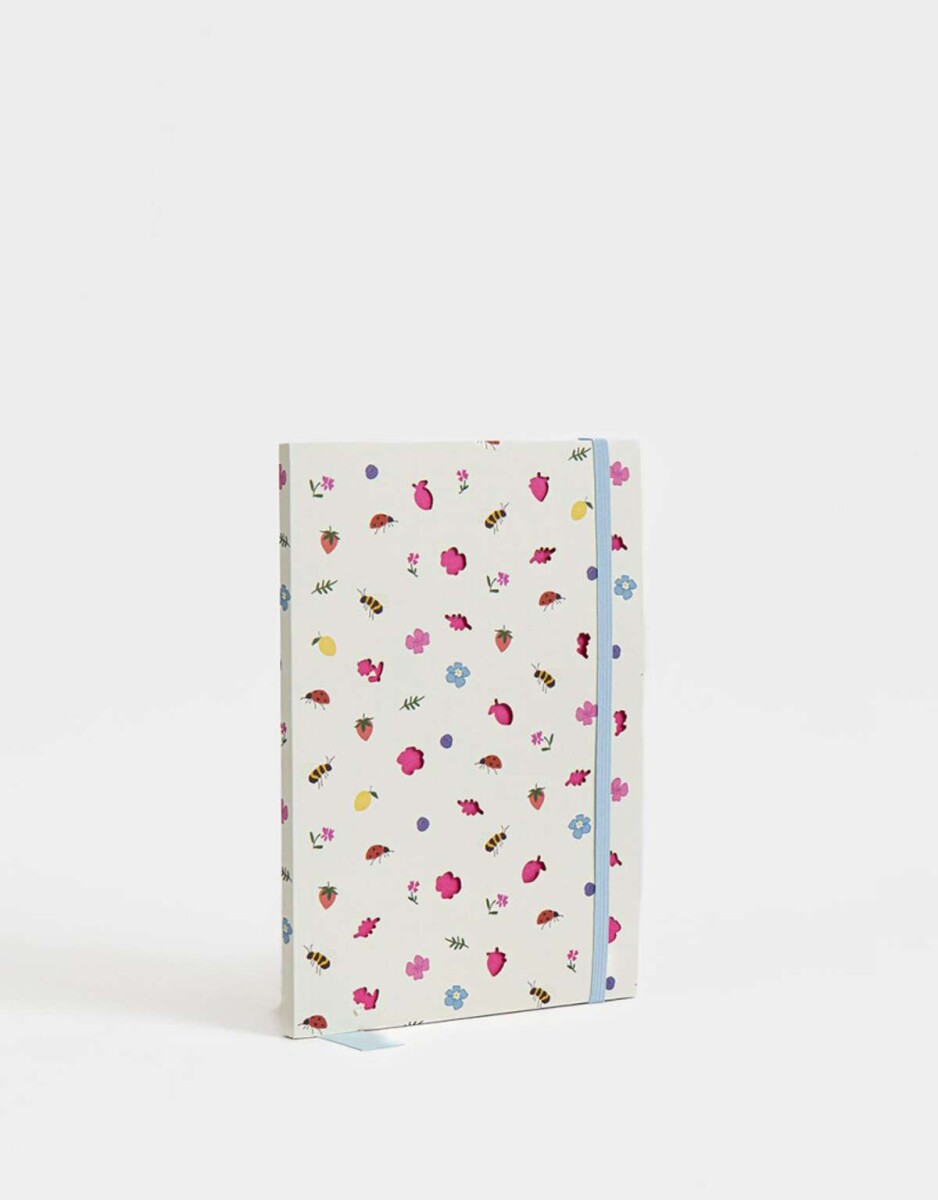 Cuaderno A5 Tapa Blanda Encuadernado Con Calados - Blanco Crema 