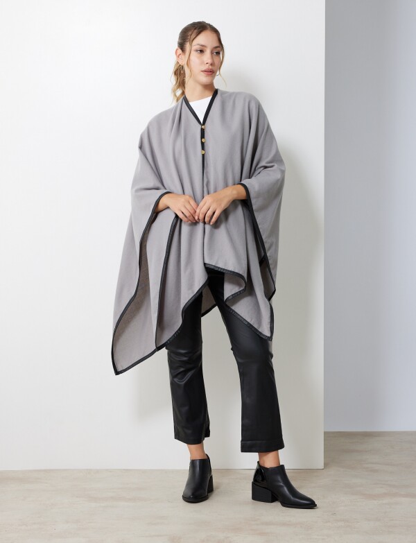 Ruana Botones Ribete GRIS