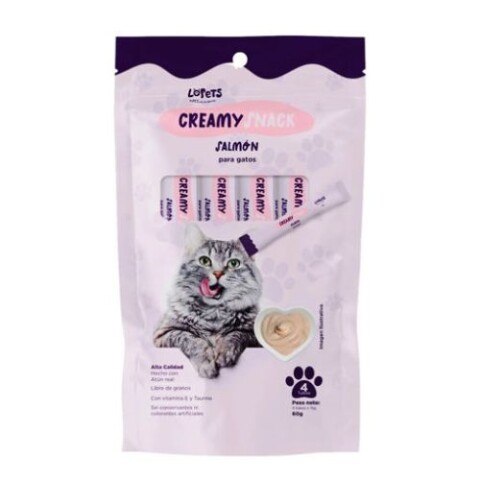 CREAMY SNACKS LOPETS GATO 60 gr SALMON (4 unidades) Creamy Snacks Lopets Gato 60 Gr Salmon (4 Unidades)