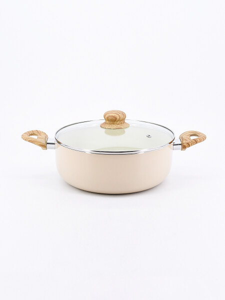 OLLA BEIGE CON TAPA BEIGE