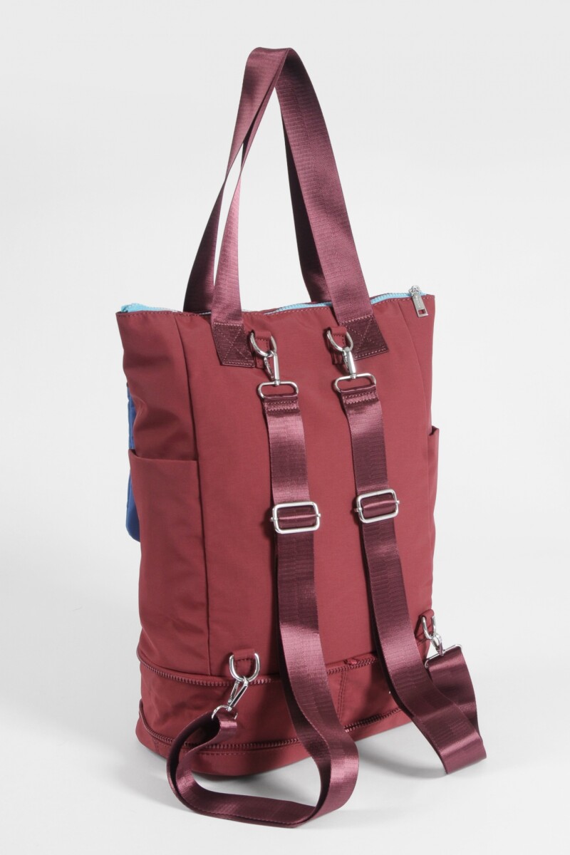 Mochila - shopper con bolsillo removible bordo