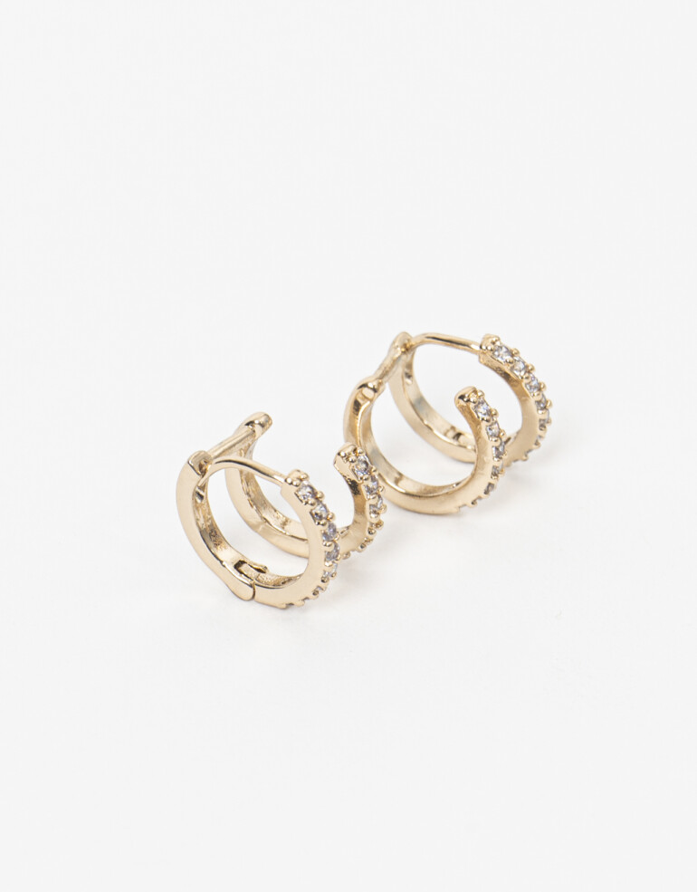Aros Argollas Strass Set De Argollas Con Cubic Zirconia - Dorado