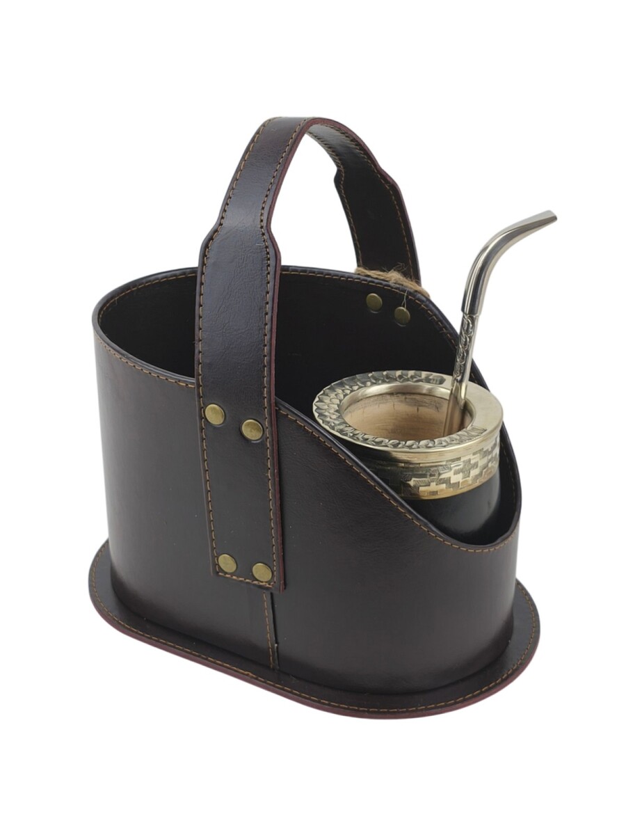 Set de matera + mate imperial de alpaca + bombilla de alpaca - Negro cincelado 