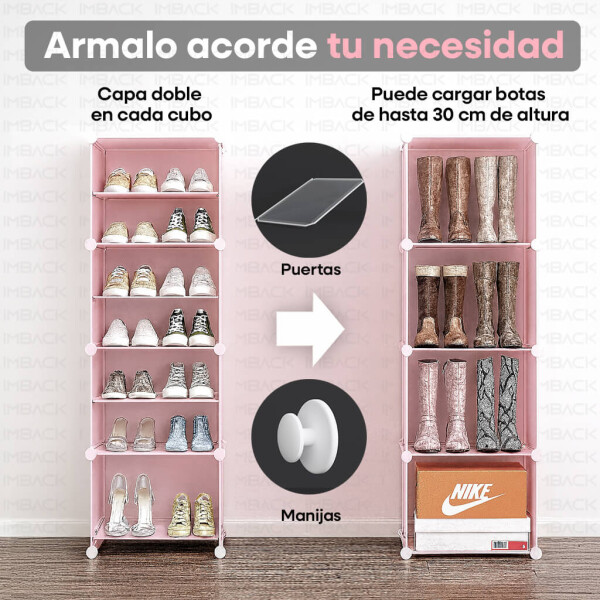 Armario Organizador de Zapatos IMBACK IBK-PLC007 | 3 Pisos, 3 Puertas Esmeriladas, Compacto y Versátil Rosa Armario Organizador de Zapatos IMBACK IBK-PLC007 | 3 Pisos, 3 Puertas Esmeriladas, Compacto y Versátil Rosa