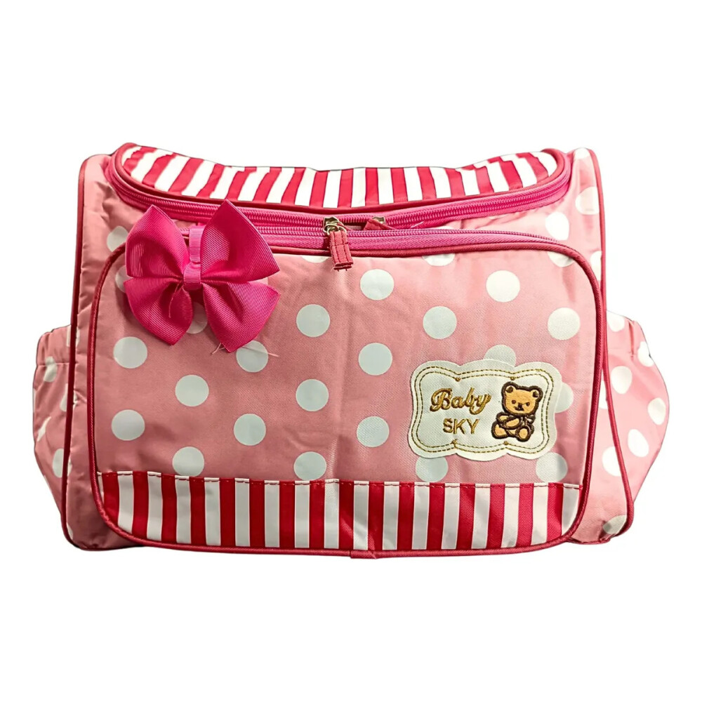 Bolso maternal, pañalero con cambiador rayas - lunares Rosa