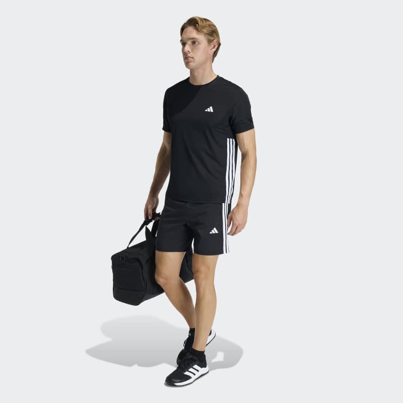 Remera Adidas Workout Essentials Base 3 Rayas Negro