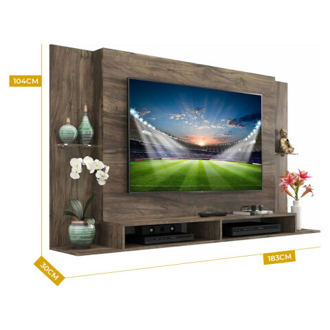 Rack para Tv 55" con estantes de vidrio panel de pared Naturale