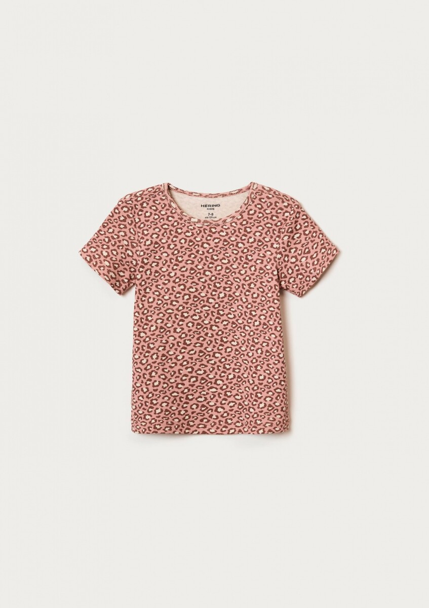 BLUSA CON ESTAMPADO EN TELA ACANALADA - ROSADO 
