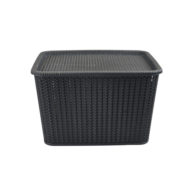 Caja organizadora símil ratán 20lt NEGRO