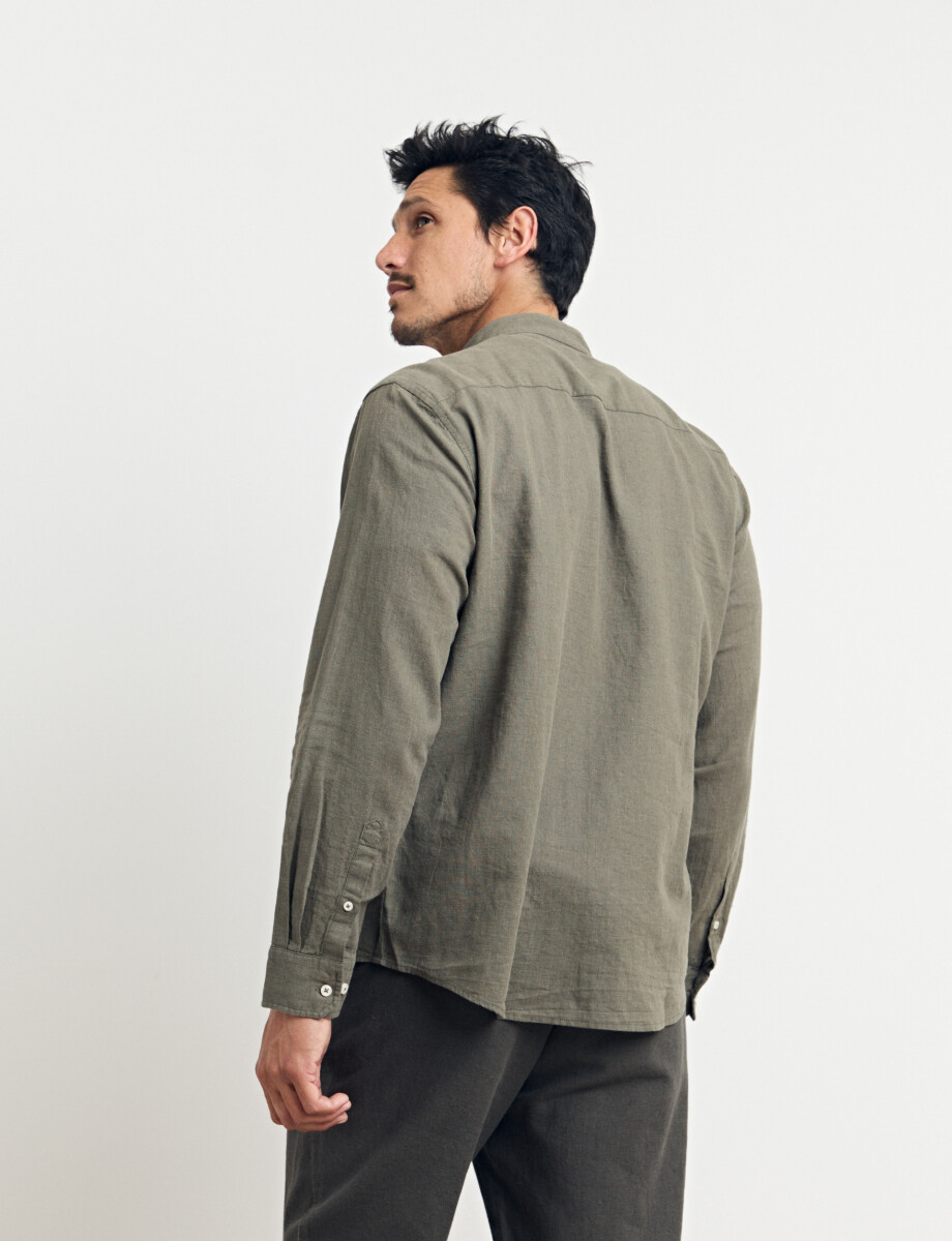 011954 CAMISA HARRINGTON LABEL LINO Oliva