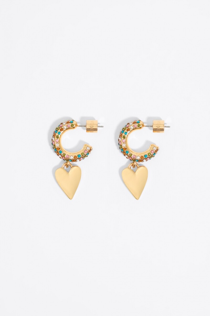 PENDIENTES ARO CRISTALES CORAZ 