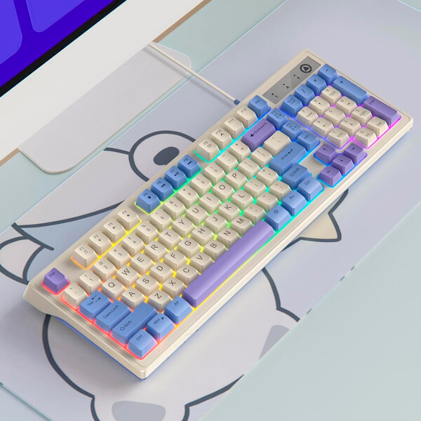 Teclado compacto con retroiluminación color púrpura Teclado Compacto Con Retroiluminación Color Púrpura
