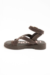Sandalias Tiras Cruzadas Cuero Chocolate