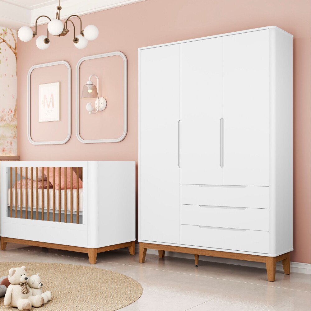 Ropero 4 puertas 3 cajones - Boom Blanco