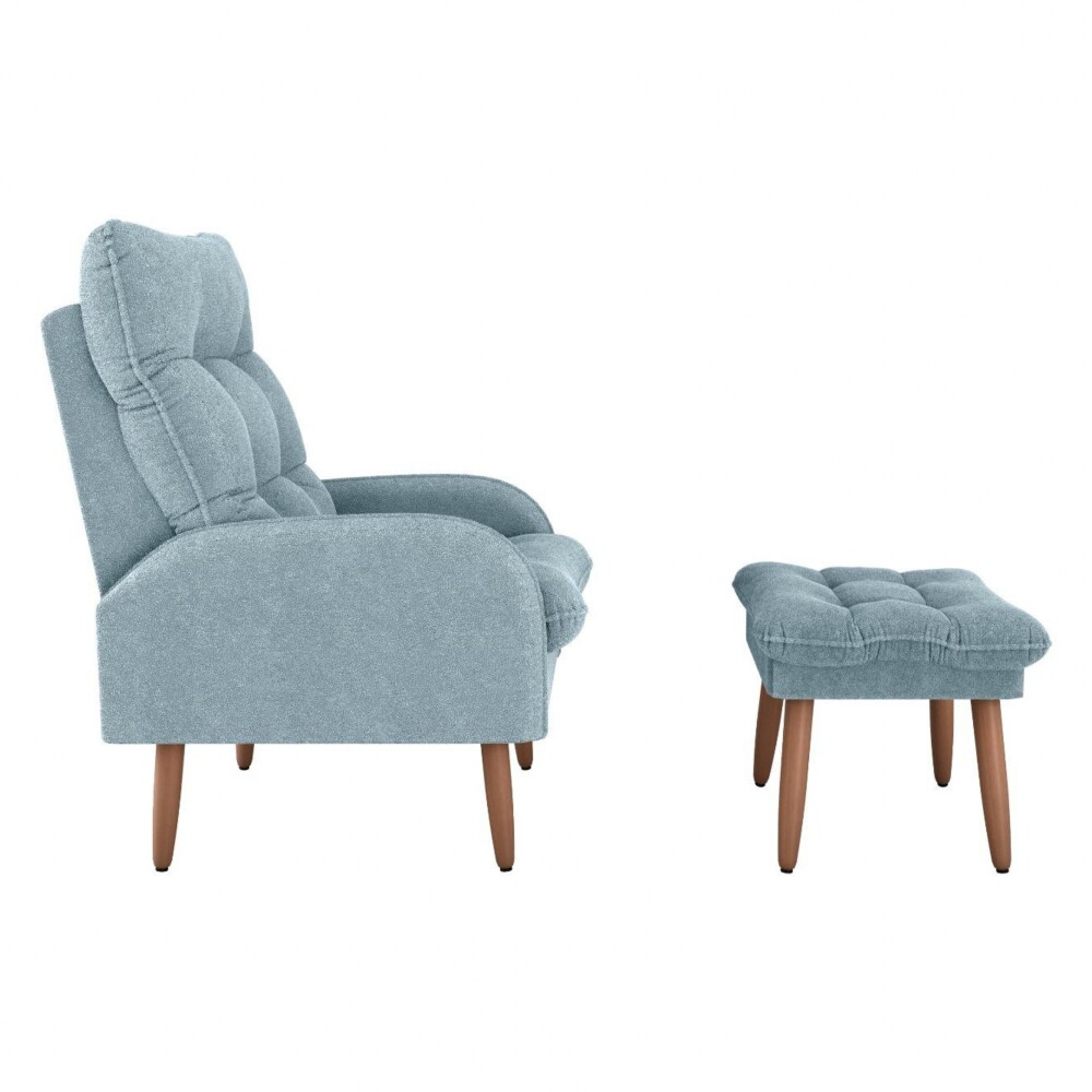 Butaca 1 Cuerpo Living + Puf - Nantes Azul