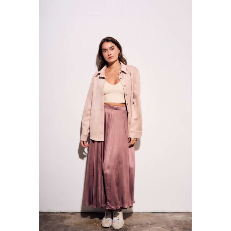 Falda Saten Pliegues Rosa