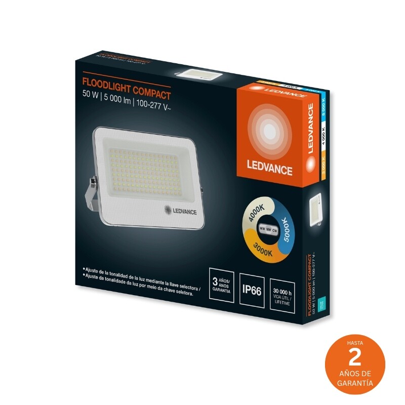 FOCO LED LEDVANCE OSRAM COMPACT G2 IP65 50W Foco LED LEDVANCE Compact IP65 50W CCT Blanca