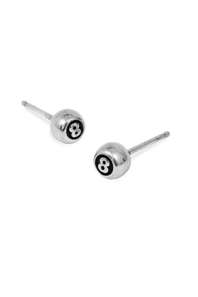 8 Ball Earrings Plata